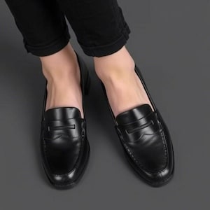 ローファー・オックスフォード JOSEPHT SHANGHAI VIBRAM JOS001 JOSEPHT Shanghai Black Leather Penny Loafers Classic Dress