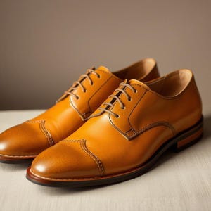 Handmade Tan & Brown Leather Oxford Shoes for Men | Classic Cap Toe Dress Shoes | Formal - Business Attire | Wedding and Office Wear