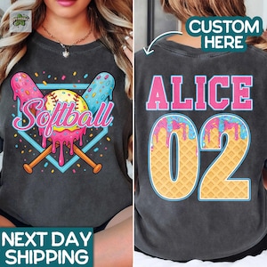 Personalized Softball Drip Mom Shirt, Ice Cream Drip Shirt, Team Mom Shirt, Customized Softball Sweatshirt, Mom Life Sweatshirt, Mom Hoodie