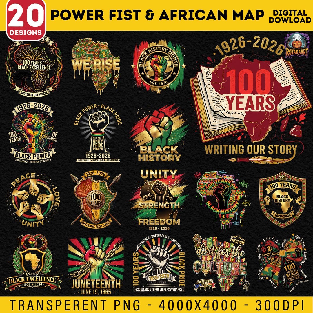 Black History Power Fist Png Bundle, 20 PNG Black History, Black ...