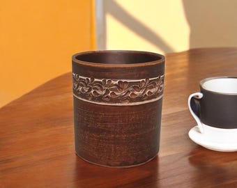 Handmade Rustic Red Clay Cup | Ukrainian Pottery Tumbler (0.3L)
