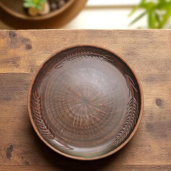 Terracotta Dinner Plate 30 cm – Large Handmade Clay Plate, Rustic Wabi Sabi Tableware, Eco Friendly Ukrainian Pottery