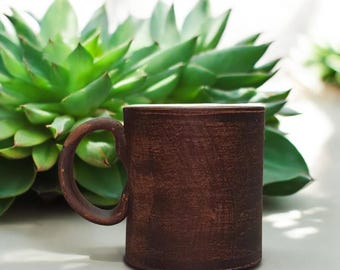 Rustic Handmade Terracotta Mug – Artisan Clay Coffee Cup, Natural Tea Mug Gift for Coffee Lovers