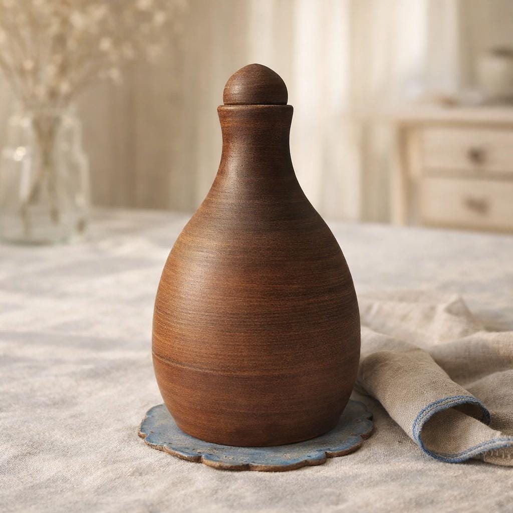 Vintage Rustic Clay Liquor Bottle 1L – Handmade Terracotta
