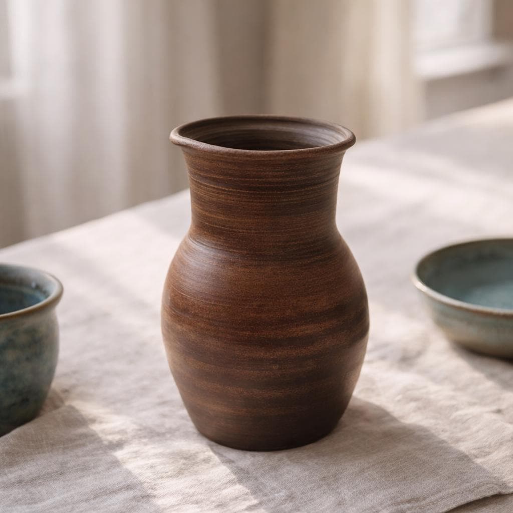 ハンドメイドの粘土製水差し 2L – 素朴なテラコッタのピッチャー、農家