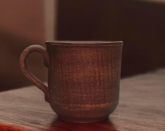 Rustic Black Clay Handmade Ceramic Coffee Mug – 300ml Pottery