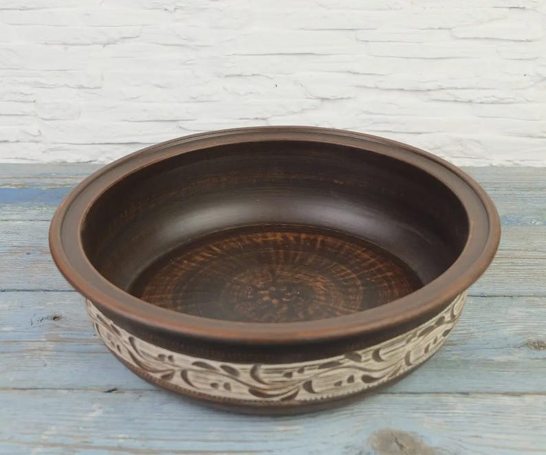 Tagine base bowl unglazed ceramic cookware