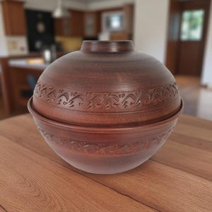 Handmade Terracotta Bread Box with Lid: Rustic Farmhouse Kitchen Storage