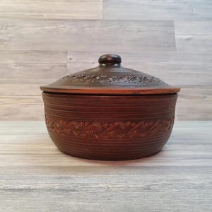 Horno holandés de barro hecho a mano – Cacerola rústica de terracota, utensilios de cocina de barro aptos para horno, asador tradicional de barro
