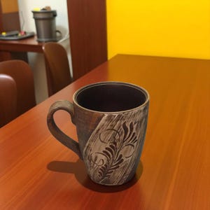 Ceramic Coffee Mug – Handcrafted Clay Tea Cup – Rustic Cappuccino Mug – Natural Pottery Cup – Wabi Sabi Gift – Earthenware Mug