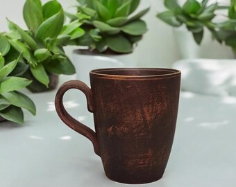 Wabi Sabi Mug, Rustic Unglazed Terracotta Cup, Handmade Clay Coffee Mug, Primitive Pottery Tea Cup, Minimalist Boho Kitchen Gift