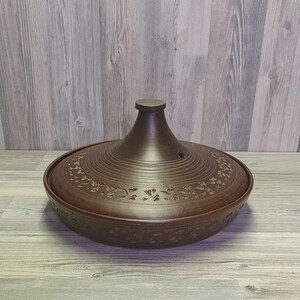 Rustic clay tagine for oven Moroccan bakeware