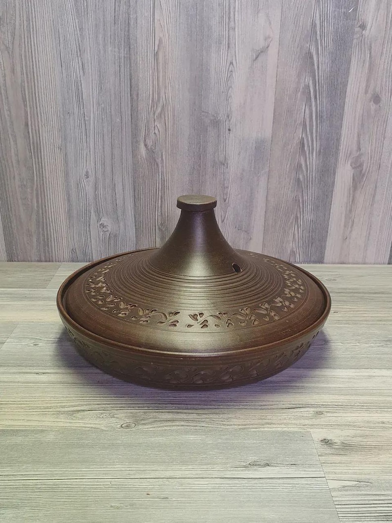 Rustic clay tagine for oven Moroccan bakeware