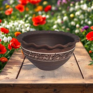 Handmade Terracotta Planter: 2.5L Rustic Clay Plant Pot - Boho Decor