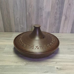 Handmade red clay tagine rustic oven cookware
