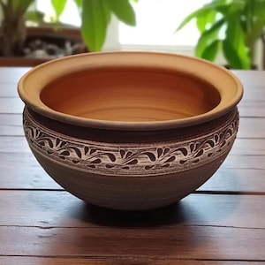 Large Terracotta Planter 3.5L | Indoor Plant Pot | Unique Ceramic Flower Pot | Rustic Clay Planter | Handmade Ukrainian Plant Stand