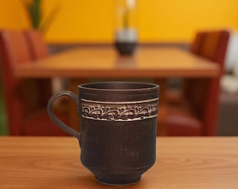 Handcrafted Earthenware Coffee Mug 1L - Rustic Clay Tea Cup, Eco-Friendly Ukrainian Pottery