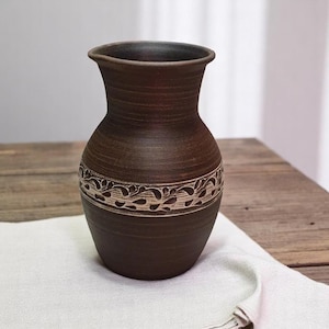 Handmade Unglazed Clay Pitcher: Rustic Earthenware Krinka, 2L