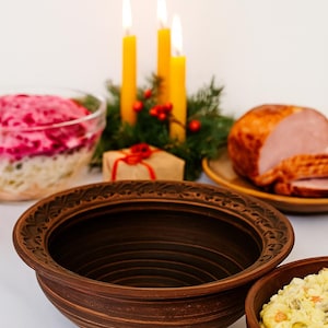 Bol de fermentation en terre cuite fait main – Plat de fermentation en argile rustique 2 L | Bol à pain écologique | Poterie artisanale ukrainienne