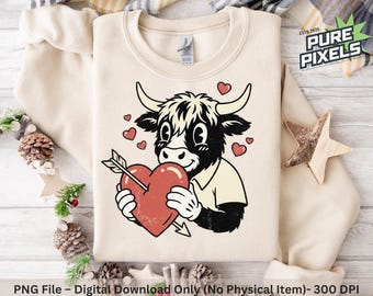 Cute Cow Valentine PNG, Love Cow Clipart with Heart Arrow, Kawaii Farm Animal Digital Download, Valentine PNG