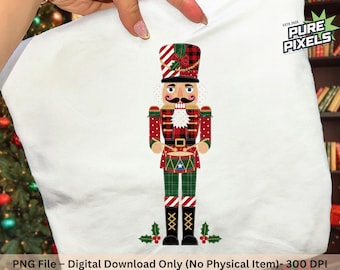 Cascanueces de patchwork PNG, diseño navideño retro (descarga digital)