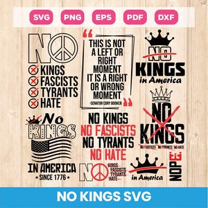 Inga kungar, inga fascister, inga tyranner, inget hat, svg, anti-Trump-svg, patriotisk demokrati-svg, protest-svg, politisk aktivist-svg, Cricut, png-svg