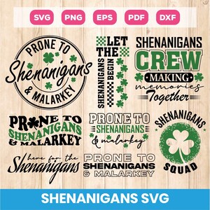 Prone to Shenanigans and Malarkey Svg, Shenanigans Svg, St Patricks Day, Saint Patrick Day Svg, Shamrock Svg, Irish Svg, Cricut, Sublimation
