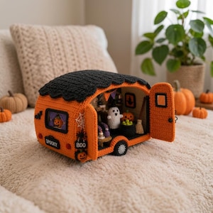 Spooky Caravan Crochet Pattern – Amigurumi Halloween Holiday Van Pattern – Halloween Crochet Decor – Digital file (PDF Pattern) image 1