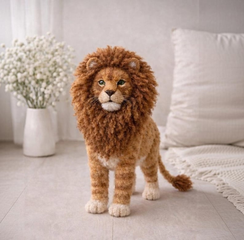Realistic Lion Amigurumi Crochet Pattern | Lifelike Lion Plush Toy ...