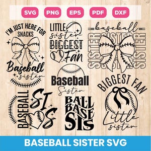 Bundle Baseball Sister, Svg petite soeur baseball, Fière soeur Svg, Svg Baseball Game Day, Amateur de baseball, Cricut, Svg fan de baseball