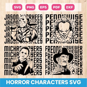 Horror Character Svg Bundle, Halloween Horror Movie Killers Svg, Horror Movie Svg, Halloween Svg, Scary Svg, Digital Download, Cricut, Png
