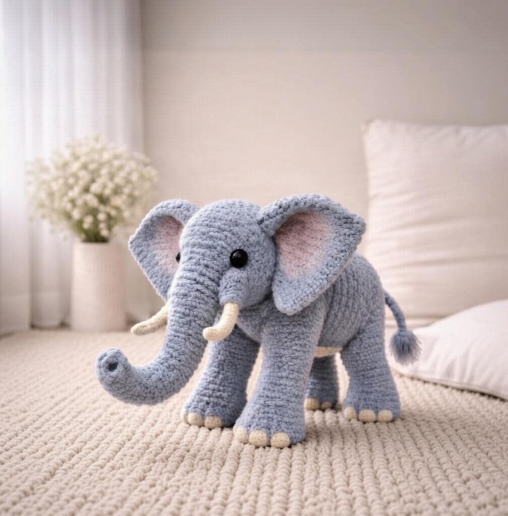 40 Elephant Crochet Patterns for Amigurumi, Plushies, Loveys, and Nursery Decor 4 Standing Elephant Amigurumi Crochet