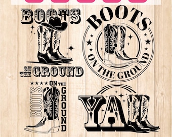 Boots on the Ground Svg, Y'all Cowboy Boots Png, Western Svg, Cowboy Svg, Cowgirl Boots Svg, Texas Svg, Digitaal bestand, Cricut, Sublimatie
