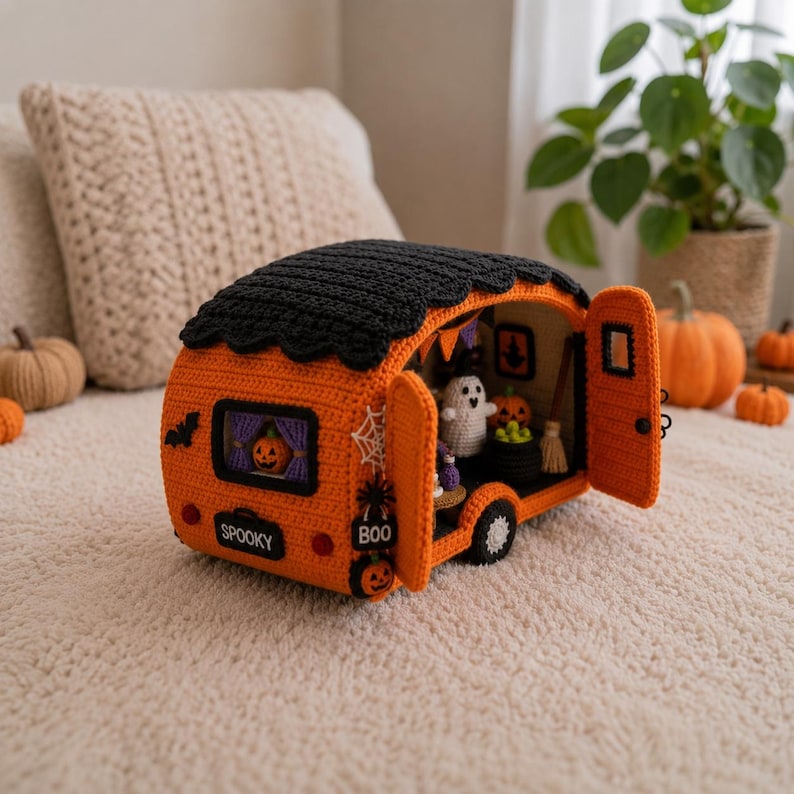 Spooky Caravan Crochet Pattern – Amigurumi Halloween Holiday Van Pattern – Halloween Crochet Decor – Digital file (PDF Pattern) image 2