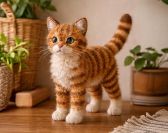 Orange Standing Tabby Cat Crochet Pattern – Amigurumi Realistic Cat Pattern – Kitten Plush Pattern, Cat Crochet, English Language | PDF File