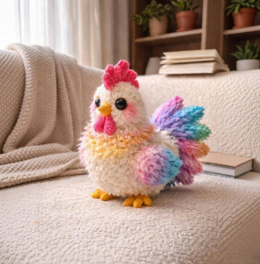 Roaster With Colourful Tail Amigurumi Crochet Pattern | Cute Hen Plush ...