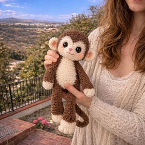 Virkmönster för Floppy Monkey – Mönster för söt Amigurumi-apa med leksak – Virkmönster för Floppy Monkey med plysch – Engelska | PDF-fil