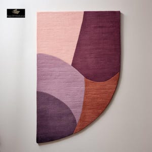 Abstract Irregular Shape Mauve Color Premium Hand Tufted Woolen Area Rug