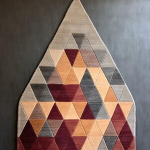 Block Brown And Beige Irregular Shape Soft Wool Handmade Tufted Area Rug for Home, Office, Living Room, Kids Room 5*8, 6*9, 8*10, 9*12ft