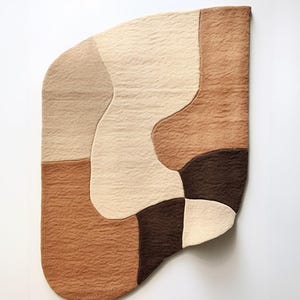 Beige And Brown Irregular Shape Soft Wool Handmade Hand Tufted Area Rug for Home, Office, Living Room, Kids Room 4*6, 5*8, 6*9, 8*10, 9*12ft