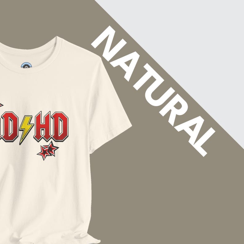 ADHD Shirt, Retro Hard Rock Parody Tee, ADHD Awareness Month Gift, Neurodivergent Lightning Bolt Classic Rock Unisex T-Shirt image 4