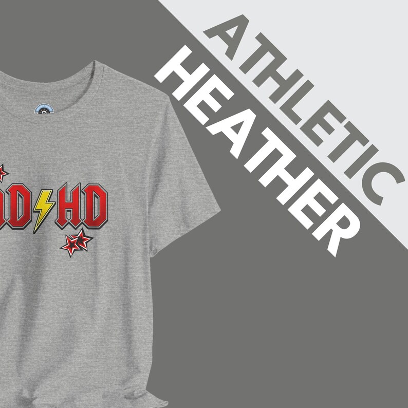ADHD Shirt, Retro Hard Rock Parody Tee, ADHD Awareness Month Gift, Neurodivergent Lightning Bolt Classic Rock Unisex T-Shirt image 3