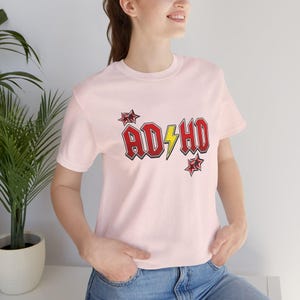 ADHD Shirt, Retro Hard Rock Parody Tee, ADHD Awareness Month Gift, Neurodivergent Lightning Bolt Classic Rock Unisex T-Shirt image 13
