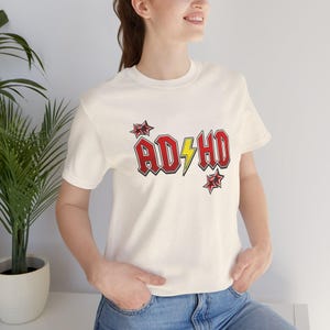 ADHD Shirt, Retro Hard Rock Parody Tee, ADHD Awareness Month Gift, Neurodivergent Lightning Bolt Classic Rock Unisex T-Shirt image 14