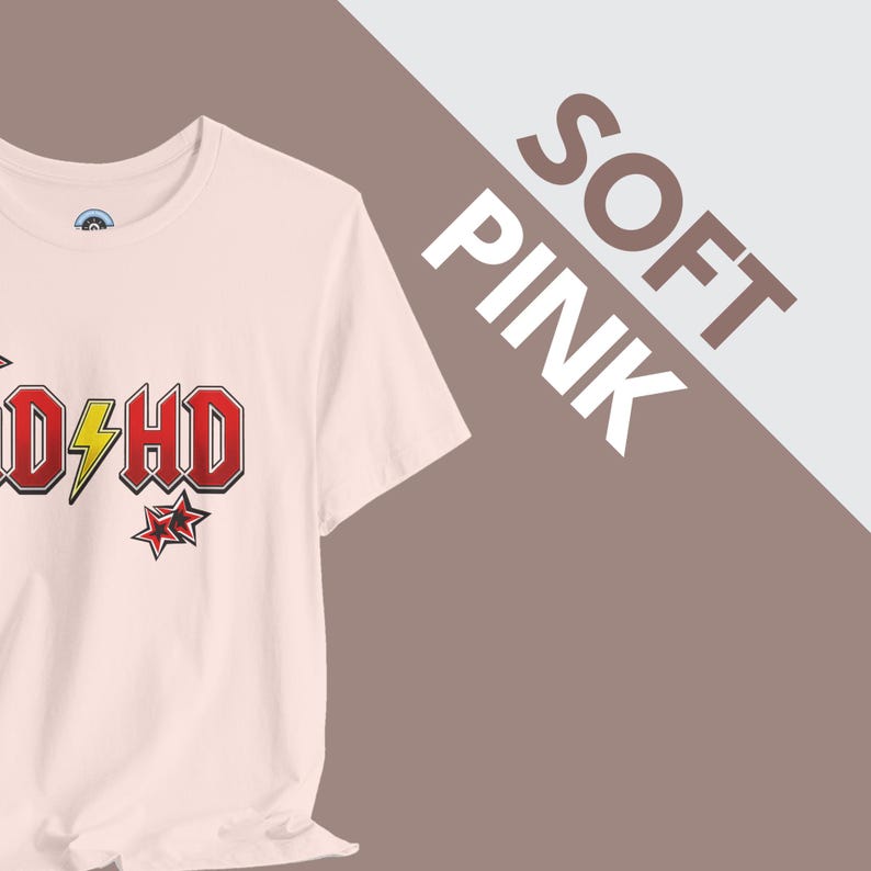 ADHD Shirt, Retro Hard Rock Parody Tee, ADHD Awareness Month Gift, Neurodivergent Lightning Bolt Classic Rock Unisex T-Shirt image 5