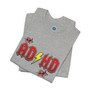 ADHD Shirt, Retro Hard Rock Parody Tee, ADHD Awareness Month Gift, Neurodivergent Lightning Bolt Classic Rock Unisex T-Shirt image 19