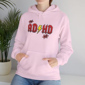ADHD Hoodie, Retro Hard Rock Parody Sweatshirt, ADHD Awareness Month Gift, Neurodivergent Lightning Bolt Unisex Hooded Sweatshirt Bild 20