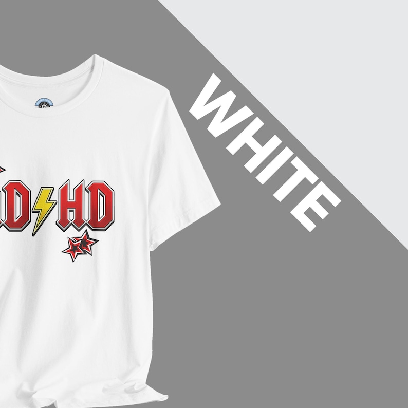 ADHD Shirt, Retro Hard Rock Parody Tee, ADHD Awareness Month Gift, Neurodivergent Lightning Bolt Classic Rock Unisex T-Shirt image 2