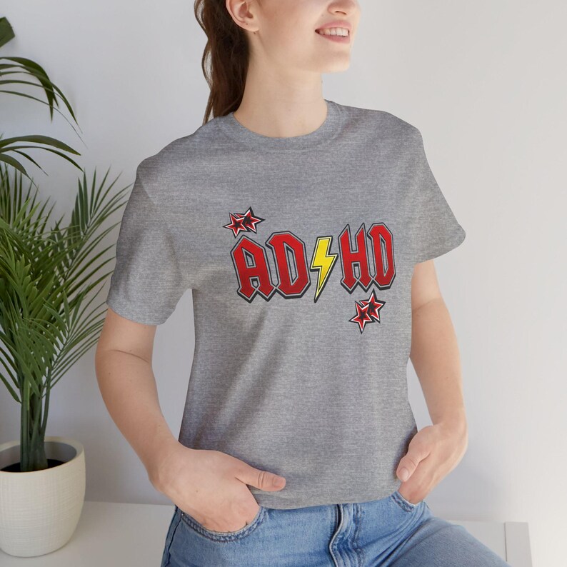 ADHD Shirt, Retro Hard Rock Parody Tee, ADHD Awareness Month Gift, Neurodivergent Lightning Bolt Classic Rock Unisex T-Shirt image 15