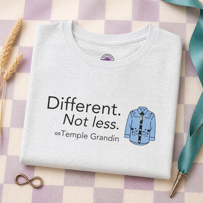 Temple Grandin Autism Acceptance Tee: Different Not Less Neurodiversity Affirming Soft Shirt for Advocates immagine 1